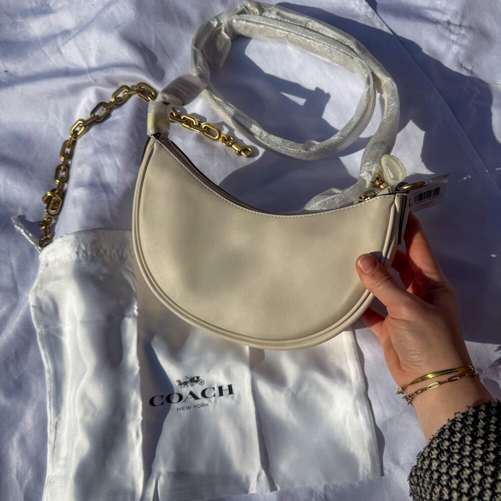 Coach Mira Shoulder Bag Chalk White Glovetanned Leather Moon Bag Boutique CM583